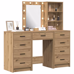 vidaXL Tavolo da Trucco con cassetto 3 pcs Marrone 40 x 41 x 135 cm - Vista aggiuntiva 3