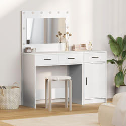 Set da Tavolo da Trucco a 2 Pezzi con led in Legno Ingegnerizzato Bianco Vidaxl
