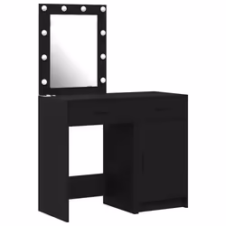 vidaXL Tavolo da Trucco 2 pcs Nero 50 x 41 x 135 cm Legno multistrato - Vista aggiuntiva 2