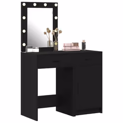 vidaXL Tavolo da Trucco 2 pcs Nero 50 x 41 x 135 cm Legno multistrato - Vista aggiuntiva 3