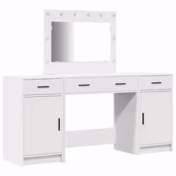 vidaXL Tavolo da Trucco 3 pcs Bianco 40 x 41 x 75 cm Legno multistrato - Vista aggiuntiva 2
