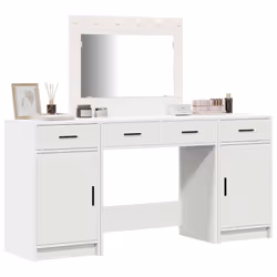 vidaXL Tavolo da Trucco 3 pcs Bianco 40 x 41 x 75 cm Legno multistrato - Vista aggiuntiva 3