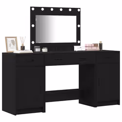 vidaXL Tavolo da Trucco 3 pcs Nero 40 x 41 x 75 cm Legno multistrato - Vista aggiuntiva 3