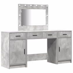 vidaXL Tavolo da Trucco 3 pcs Grigio 40 x 41 x 75 cm Legno multistrato - Vista aggiuntiva 2