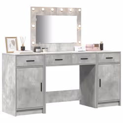 vidaXL Tavolo da Trucco 3 pcs Grigio 40 x 41 x 75 cm Legno multistrato - Vista aggiuntiva 3