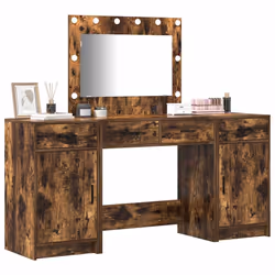 vidaXL Tavolo da Trucco con cassetto 3 pcs Marrone 40 x 41 x 75 cm - Vista aggiuntiva 3