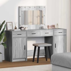 vidaXL Tavolo da Trucco 3 pcs Grigio 40 x 41 x 75 cm Legno multistrato