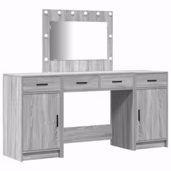 vidaXL Tavolo da Trucco 3 pcs Grigio 40 x 41 x 75 cm Legno multistrato - Vista aggiuntiva 2