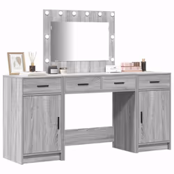 vidaXL Tavolo da Trucco 3 pcs Grigio 40 x 41 x 75 cm Legno multistrato - Vista aggiuntiva 3
