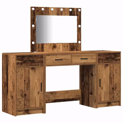 vidaXL Tavolo da Trucco con cassetto 3 pcs Marrone 40 x 41 x 75 cm - Vista aggiuntiva 2
