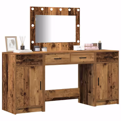 vidaXL Tavolo da Trucco con cassetto 3 pcs Marrone 40 x 41 x 75 cm - Vista aggiuntiva 3