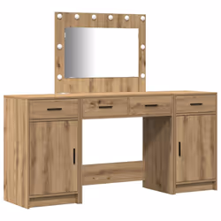 vidaXL Tavolo da Trucco con cassetto 3 pcs Marrone 40 x 41 x 75 cm - Vista aggiuntiva 2