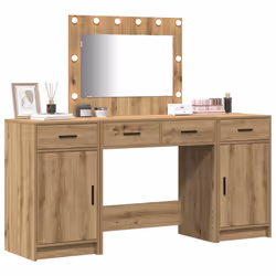 vidaXL Tavolo da Trucco con cassetto 3 pcs Marrone 40 x 41 x 75 cm - Vista aggiuntiva 3