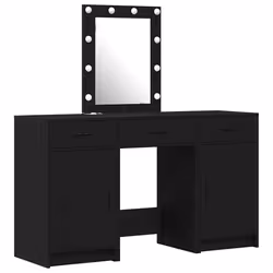 vidaXL Tavolo da Trucco Nero 50 x 41 x 135 cm Legno multistrato - Vista aggiuntiva 2