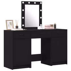 vidaXL Tavolo da Trucco Nero 50 x 41 x 135 cm Legno multistrato - Vista aggiuntiva 3