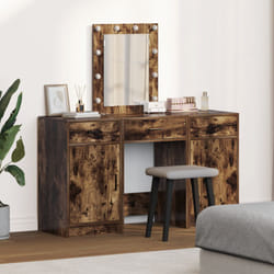 Set da toeletta a 3 pezzi con led in legno ingegnerizzato rovere affumicato Vidaxl