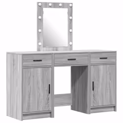 vidaXL Tavolo da Trucco Grigio 50 x 41 x 135 cm Legno multistrato - Vista aggiuntiva 2