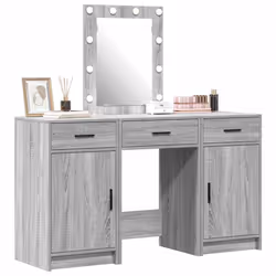 vidaXL Tavolo da Trucco Grigio 50 x 41 x 135 cm Legno multistrato - Vista aggiuntiva 3