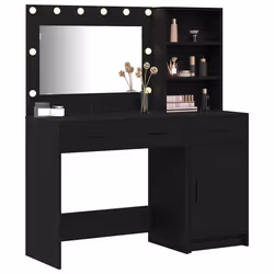 vidaXL Tavolo da Trucco con cassetto 2 pcs Nero 78.5 x 41 x 135 cm - Vista aggiuntiva 3