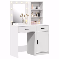 vidaXL Set Tavolo da Trucco con cassetto 2 pcs Bianco 50 x 41 x 135 cm - Vista aggiuntiva 3