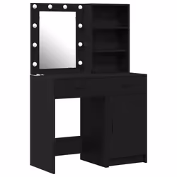 vidaXL Set Tavolo da Trucco 2 pcs Rovere nero 50 x 41 x 135 cm - Vista aggiuntiva 2