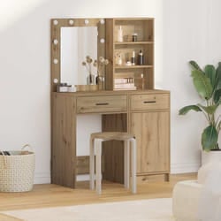 vidaXL Set Tavolo da Trucco 2 pcs rovere artigianale 50 x 41 x 135 cm