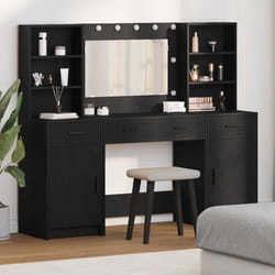 vidaXL Set Tavolo da Trucco 3 pcs Rovere nero 78.5 x 41 x 135 cm
