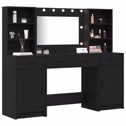 vidaXL Set Tavolo da Trucco 3 pcs Rovere nero 78.5 x 41 x 135 cm - Vista aggiuntiva 3