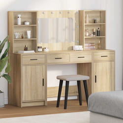 vidaXL Set Tavolo da Trucco 3 pcs Rovere Sonoma 78.5 x 41 x 135 cm