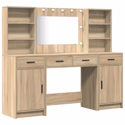 vidaXL Set Tavolo da Trucco 3 pcs Rovere Sonoma 78.5 x 41 x 135 cm - Vista aggiuntiva 2