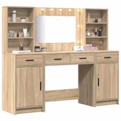 vidaXL Set Tavolo da Trucco 3 pcs Rovere Sonoma 78.5 x 41 x 135 cm - Vista aggiuntiva 3