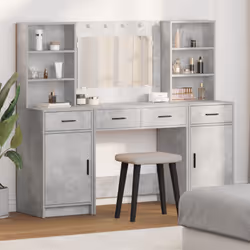 Questo set di tavolo da trucco moderno è tutto sullo stile e la praticità, l'ideale per la tua camera da letto. Con la sua el ...