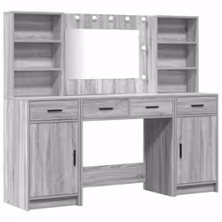 vidaXL Set Tavolo da Trucco 3 pcs Grigio sonoma 78.5 x 41 x 135 cm - Vista aggiuntiva 2