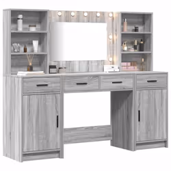 vidaXL Set Tavolo da Trucco 3 pcs Grigio sonoma 78.5 x 41 x 135 cm - Vista aggiuntiva 3
