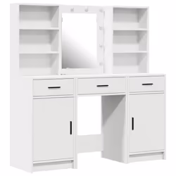 vidaXL Set Tavolo da Trucco con cassetto 3 pcs Bianco 50 x 41 x 135 cm - Vista aggiuntiva 2