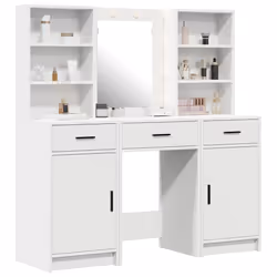 vidaXL Set Tavolo da Trucco con cassetto 3 pcs Bianco 50 x 41 x 135 cm - Vista aggiuntiva 3