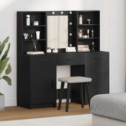 vidaXL Set Tavolo da Trucco 3 pcs Rovere nero 50 x 41 x 135 cm