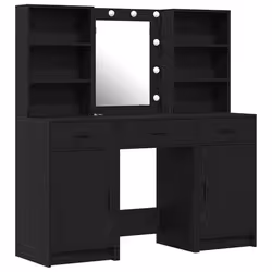 vidaXL Set Tavolo da Trucco 3 pcs Rovere nero 50 x 41 x 135 cm - Vista aggiuntiva 2