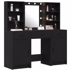 vidaXL Set Tavolo da Trucco 3 pcs Rovere nero 50 x 41 x 135 cm - Vista aggiuntiva 3