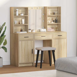 vidaXL Set Tavolo da Trucco 3 pcs Rovere Sonoma 50 x 41 x 135 cm