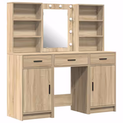 vidaXL Set Tavolo da Trucco 3 pcs Rovere Sonoma 50 x 41 x 135 cm - Vista aggiuntiva 2