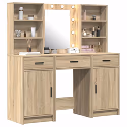 vidaXL Set Tavolo da Trucco 3 pcs Rovere Sonoma 50 x 41 x 135 cm - Vista aggiuntiva 3