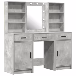 vidaXL Set Tavolo da Trucco 3 pcs Grigio cemento 50 x 41 x 135 cm - Vista aggiuntiva 2