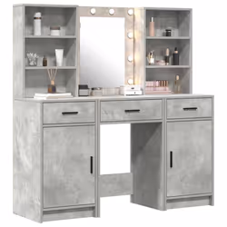 vidaXL Set Tavolo da Trucco 3 pcs Grigio cemento 50 x 41 x 135 cm - Vista aggiuntiva 3