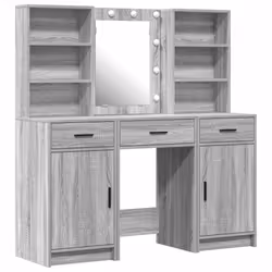 vidaXL Set Tavolo da Trucco 3 pcs Grigio sonoma 50 x 41 x 135 cm - Vista aggiuntiva 2