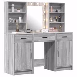 vidaXL Set Tavolo da Trucco 3 pcs Grigio sonoma 50 x 41 x 135 cm - Vista aggiuntiva 3