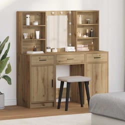 vidaXL Set Tavolo da Trucco 3 pcs rovere artigianale 50 x 41 x 135 cm