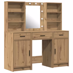 vidaXL Set Tavolo da Trucco 3 pcs rovere artigianale 50 x 41 x 135 cm - Vista aggiuntiva 2