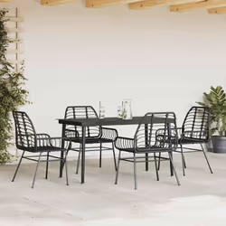 vidaXL Set Mobili da Pranzo per Giardino 5 pz Nero Polyrattan Vetro - Vista aggiuntiva 3