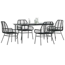 vidaXL Set Mobili da Pranzo per Giardino 5 pz Nero Polyrattan Vetro